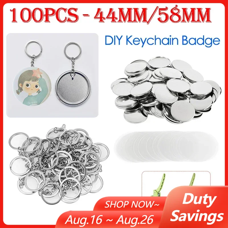 100PCS 44mm 58mm Keychains Bad - огляд і ціна Button Badge Blank