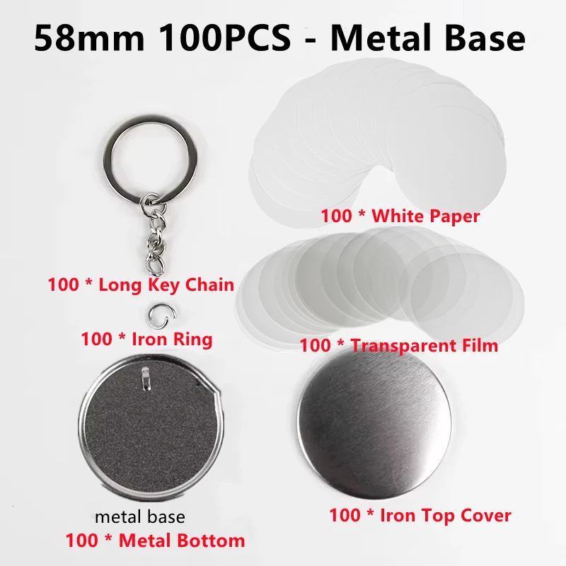 100PCS Blank Plastic/Metal But - огляд і ціна Button Badge Blank